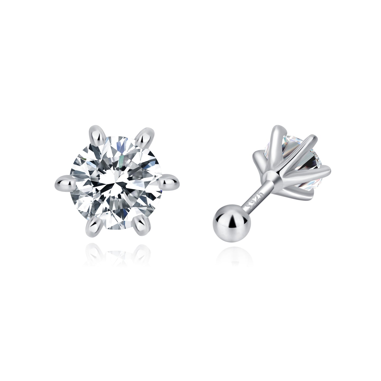 Moissanite Solitaire Screwback Earrings