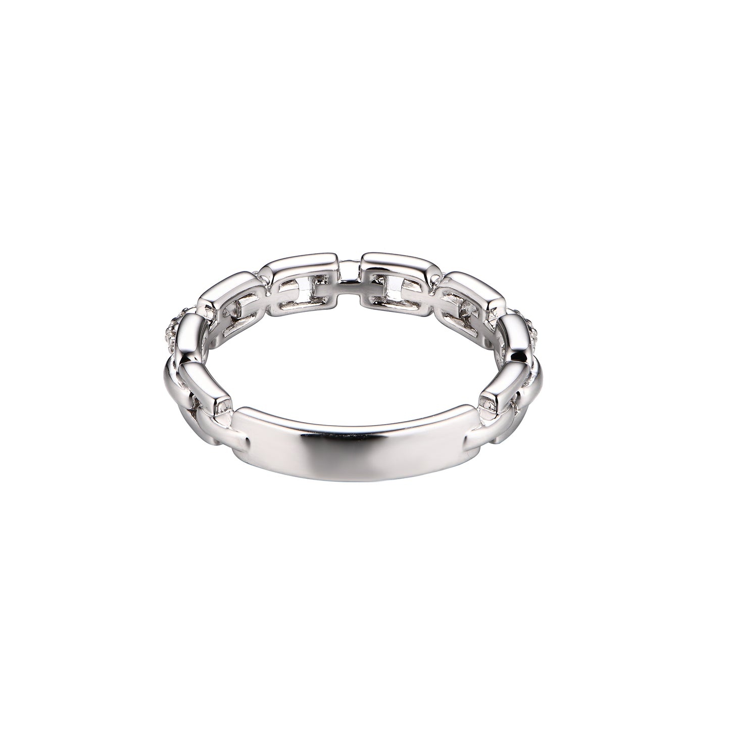 Elegant Chain-Link Inspired Band with Pave Set Accents