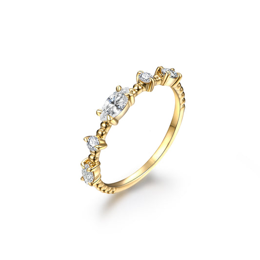 Elegant Marquise Moissanite Ring in 14K Gold Plating